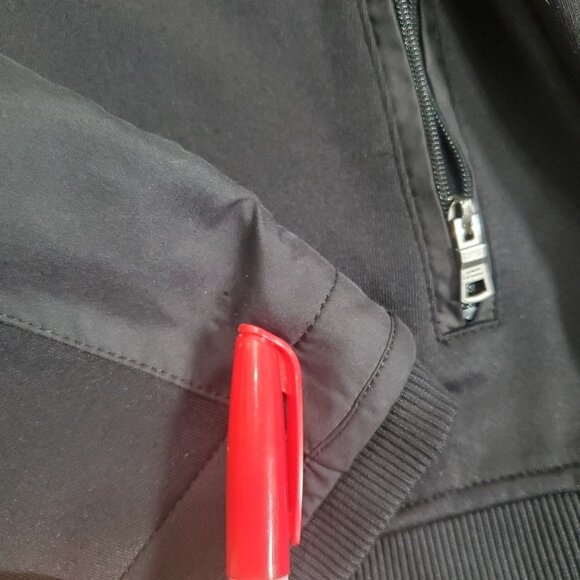 A/X ARMANI EXCHANGE Womens Jacket Medium Bomber Zip Up Log Color Block Black - Picture 3 of 10